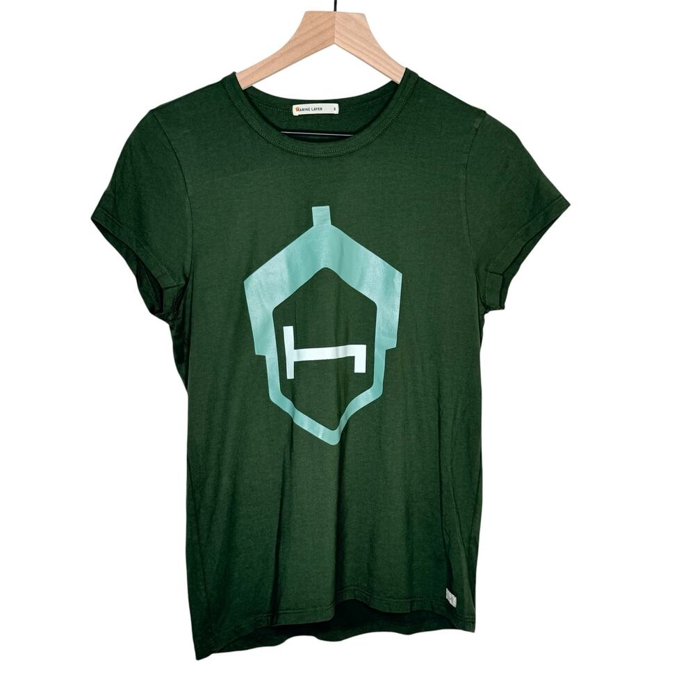 Marine Layer Size Small Green Graphic Tee Minimalist Coastal Casual Soft Top